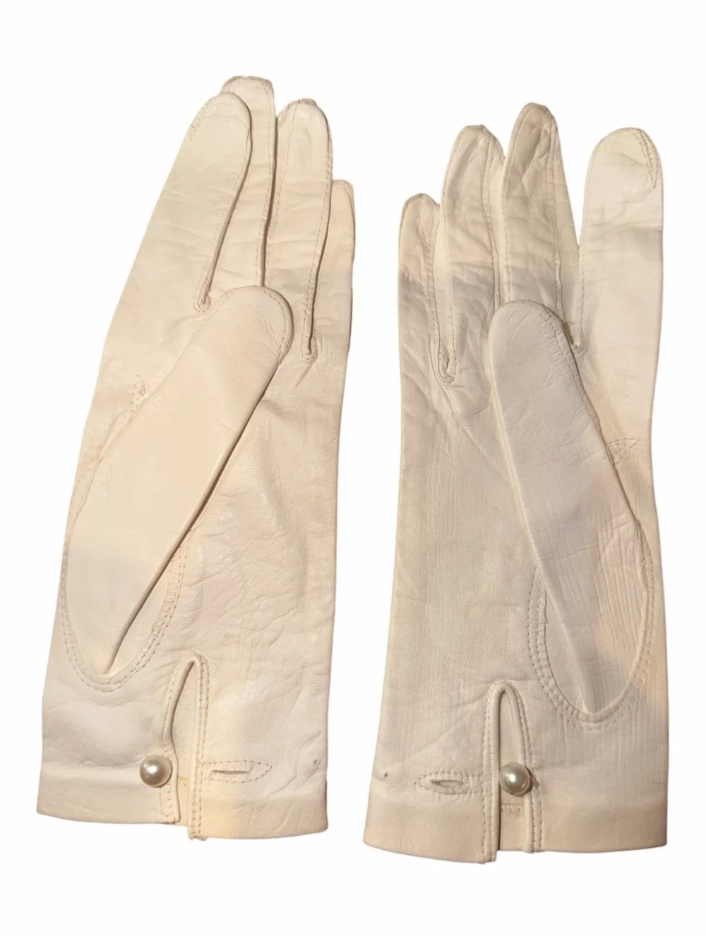 Source Unknown Off-White Leather Women's Gloves